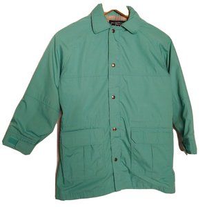 Vintage Woolrich USA Woman Medium Coat Jacket Teal Pink Wool Lined Collar Winter